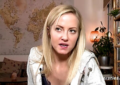 Steamy Blonde Hair Girl Rubs Herself Down - Solo girl masturbation