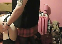 Fucking my sissy boyfriend bareback till he cums