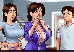 Busty anime mom in summertime saga gets steamy and funny