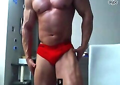 James Lewis Stripping Out Of Red Briefs And Jacking Off On Webcam
