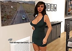 Sexy woman with big tits, Ashley is teasing a man who is jerking off, in the sauna