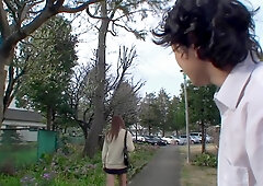 Busty Japanese college girl receives a hard cock in her hairy pussy