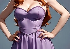 Futanari Daphne gets herself off and milks her cock