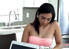 Teen slut punished with a hard dick