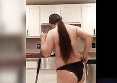 Pants, curves, and simple attitude. Angelina turns a elementary cleaning pont of time into smth u won’t forget.