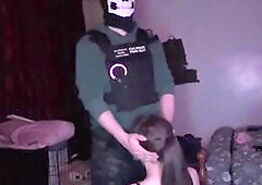 Masked Ghost Cosplayer teaches maid a lesson