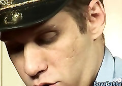 Uniformed cop facializes