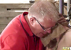 young submissive tied up and jerked off by aged sir