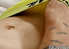 Dreamy Tatted twink Bert Kuna hot solo big dick wanking