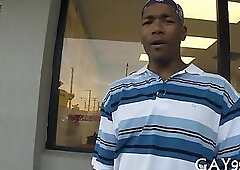 Black gay fucks white pal