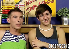 Hung blonde twink rails his boyfriend after long sloppy blowjobs