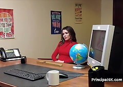 Mom in lingerie seducing head teacher at his office