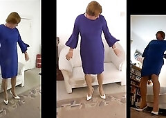 Corselett and nylons, high heels, slide pleasant costume.