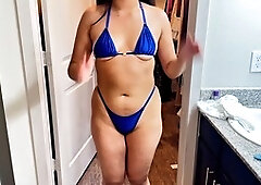 Latina Mina gets wild by the pool and we take it to her place for some fun (POV blowjob, cumshot)