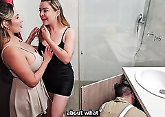 Plumber gives his job to lesbo pair who wanna try a shlong on their anniversary