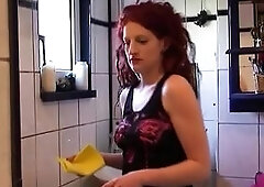 Nasty and sexy redhead German amateur bitch gives a nice head to her lover before getting her pussy fucked hard in the bedroom.