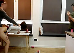 Sharing Girlfriend.she Takes Two Cocks after College Party