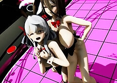 Two 3d cartoon cuties are ready for their bath