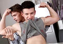 European twink hotties Tony and Kris fuck in the kitchen