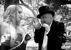 Christie Stevens in a vintage public fantasy with multiple men and tit & hand action