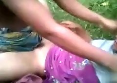 Indian girl fucked in the grass by desperate guy