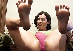 Pink panty transsexual feet butt and Shlong