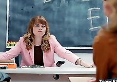 TS babe Cherry and sexy Whitney Wright fucks over the table