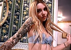 Teen blonde Junipr Keiko gives a hot striptease for Playboy showing all