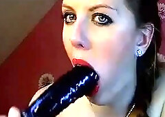 Big Dildo Blowjob by Aurelie on Webcam