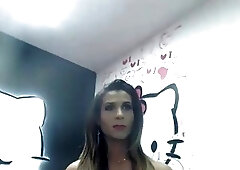 Dashing amateur shemale spreads her legs and masturbates on webcams