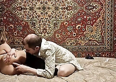 Stud opens a cutie's anal gap large ebony sex toy