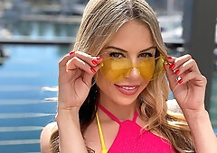 Golden blonde Summer Vixen is enjoying dick-riding so much