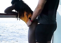 Black Chick Gets her Booty Pumped Full of Cum on a Cruise Ship Balcony (Full)