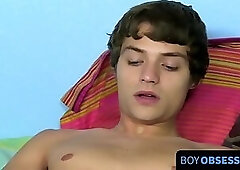 Young dude dildos his ass while wanking rock solid cock solo