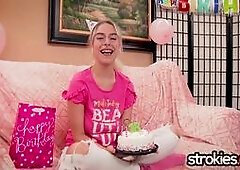 Hairy Pussy Babe Stroking Cock