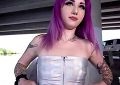 Hot tattooed punk teen Val Steele with purple hair gets thoroughly ravaged