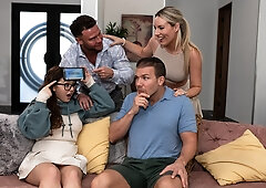 Leana Lovings and Bunny Madison get their soaking wet pussies drilled