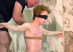 Plaster cast bondage, blindfold big dick, dom and sub