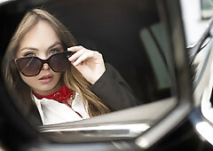 Backseat lesbian fuck with two gorgeous women