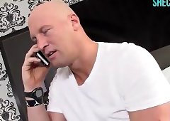 Two Hot Shemales Fucked In Ass By Bald Guy