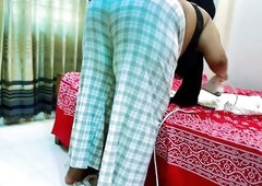 Large Booty Sexy Maid Ironing Her Brassiere Panty & Costume Then I watch Her Overweight Butt & Large Bazookas & Begin Masturbat