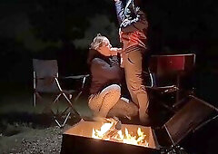 Rough Sex in a Public Park - Big Tits Exposed by the Fire!