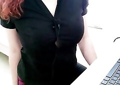 ASMR Hawt Little Intern Gives Boss JOI And Helps Him To Cum.