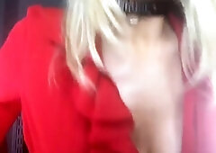 Sexy blonde babe with big boobs rides a dick
