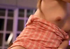 Big tit shemale jerks her long cock