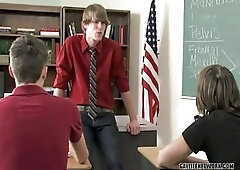 Gay Threeway Depravity In Classroom