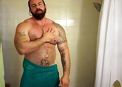 Zavier, muscle tool pose shower and masturbate sesh.