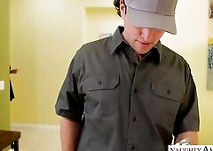 The repairman walks into Julia Ann’s home but instead of patching the air conditioning he gets his cock fixed by her.