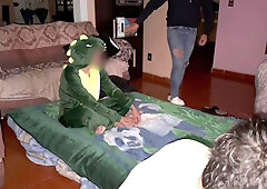 A sleepover inbetween folks finishes in sans a condom bang-out until the fool's bum is inseminated.