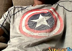 Tough looking twink thug masturbates and sprays cum solo